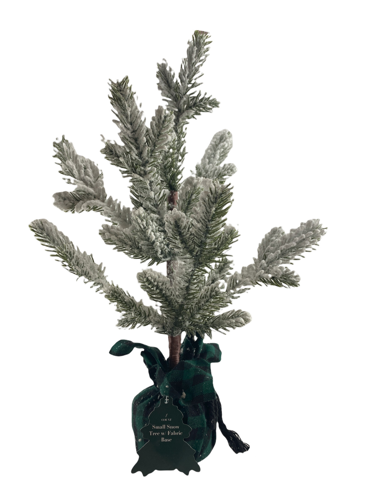 13″ Mini Artificial Christmas Tree w/White Snow Flocked Balsam Fir Potted Decor
