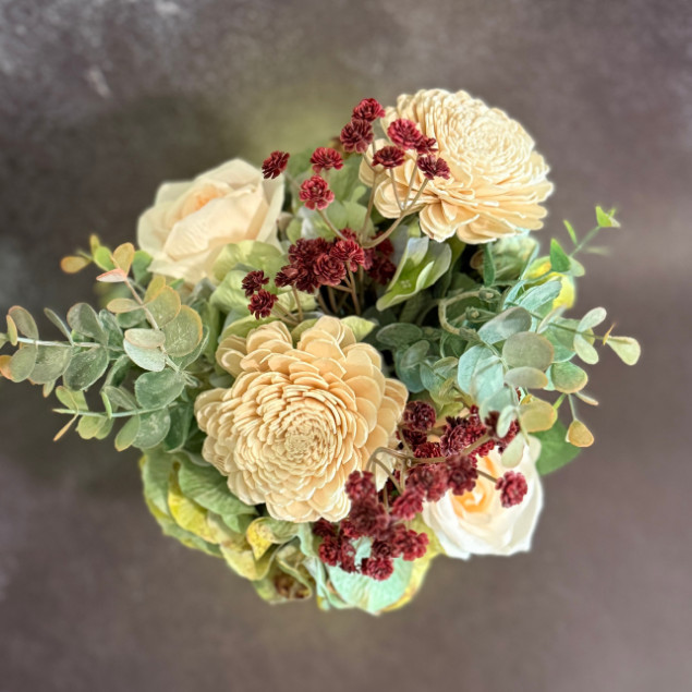 Sola Wood Floral Farmhouse Arrangement Yellow Mason Jar LED Lights Home Decor