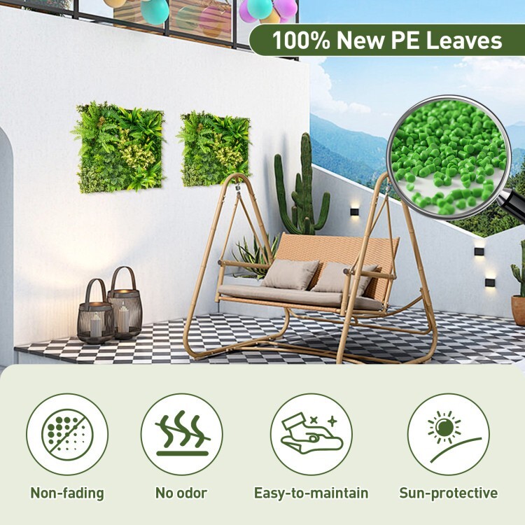 20″ x 20″ Indoor Hanging Artificial Plant Wall w/11 Types of Mixed Faux Plants