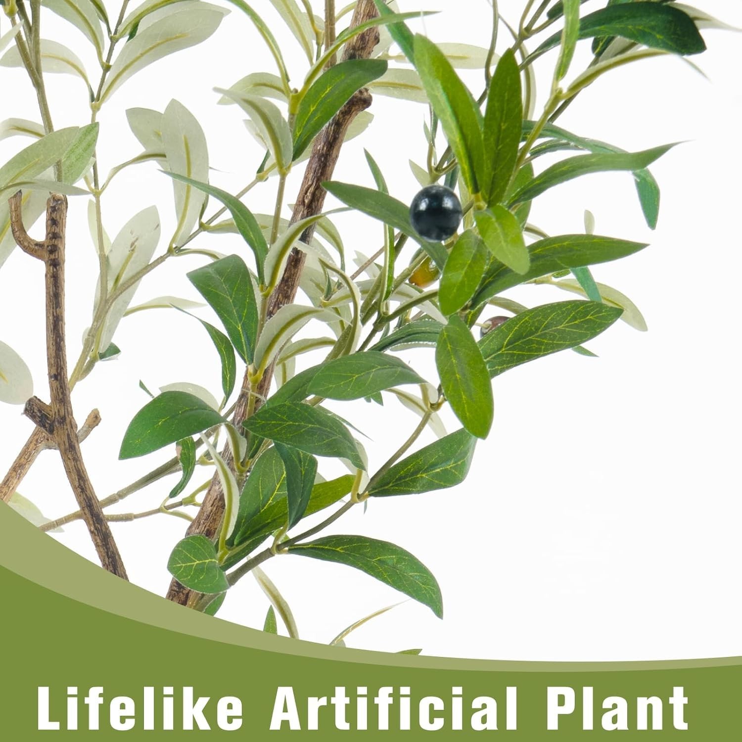 Artificial Fake Olive Tree 5FT Tall 1Pack with White Planter Faux Silk Olive …