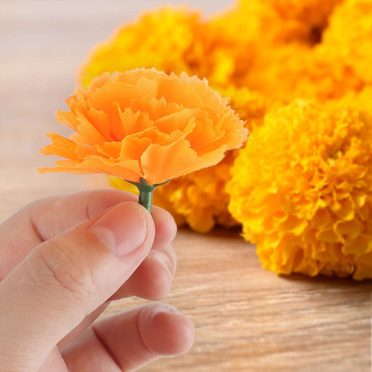 30 Pcs Marigold Flower Heads Artificial Flowers Day of The Dead Halloween Party