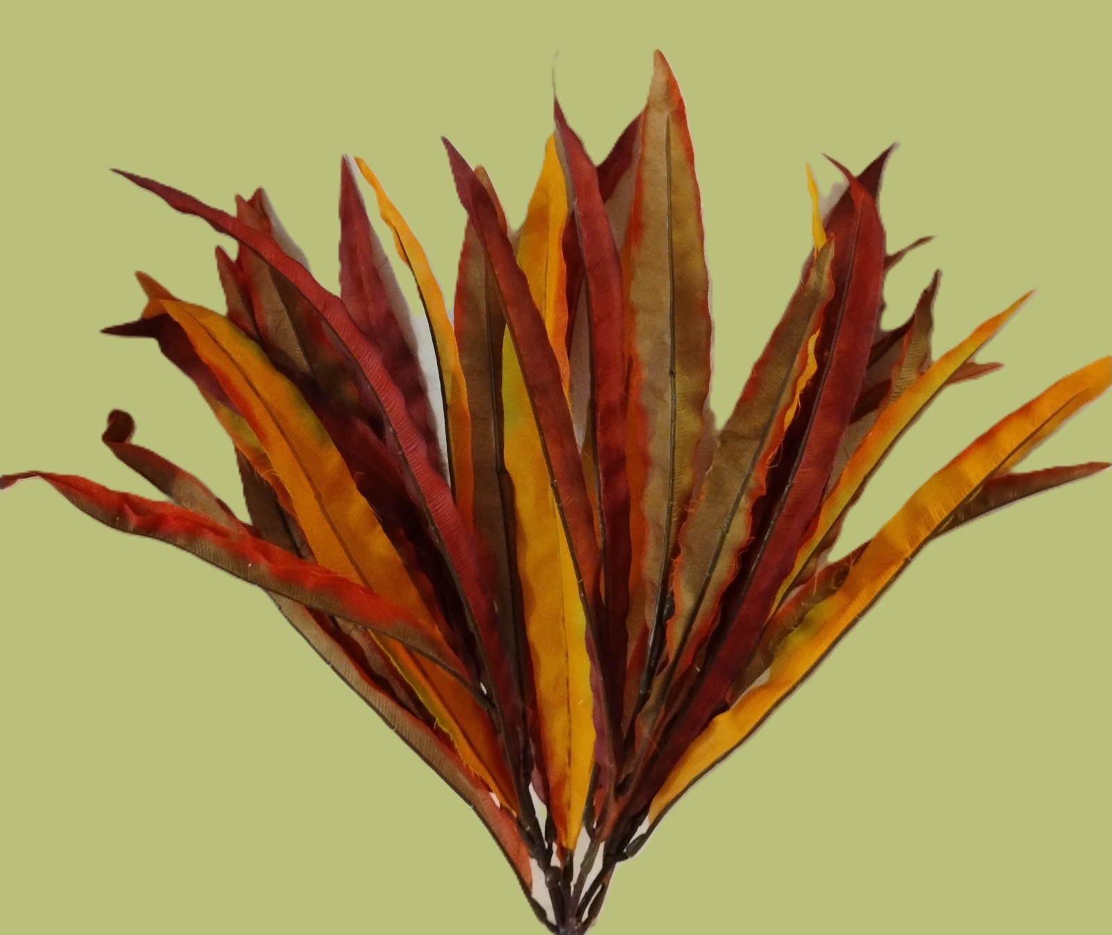 Artificial Vickerman Croton – 29 Orange & Burgundy Leaves – GUC 21.50″ Tall