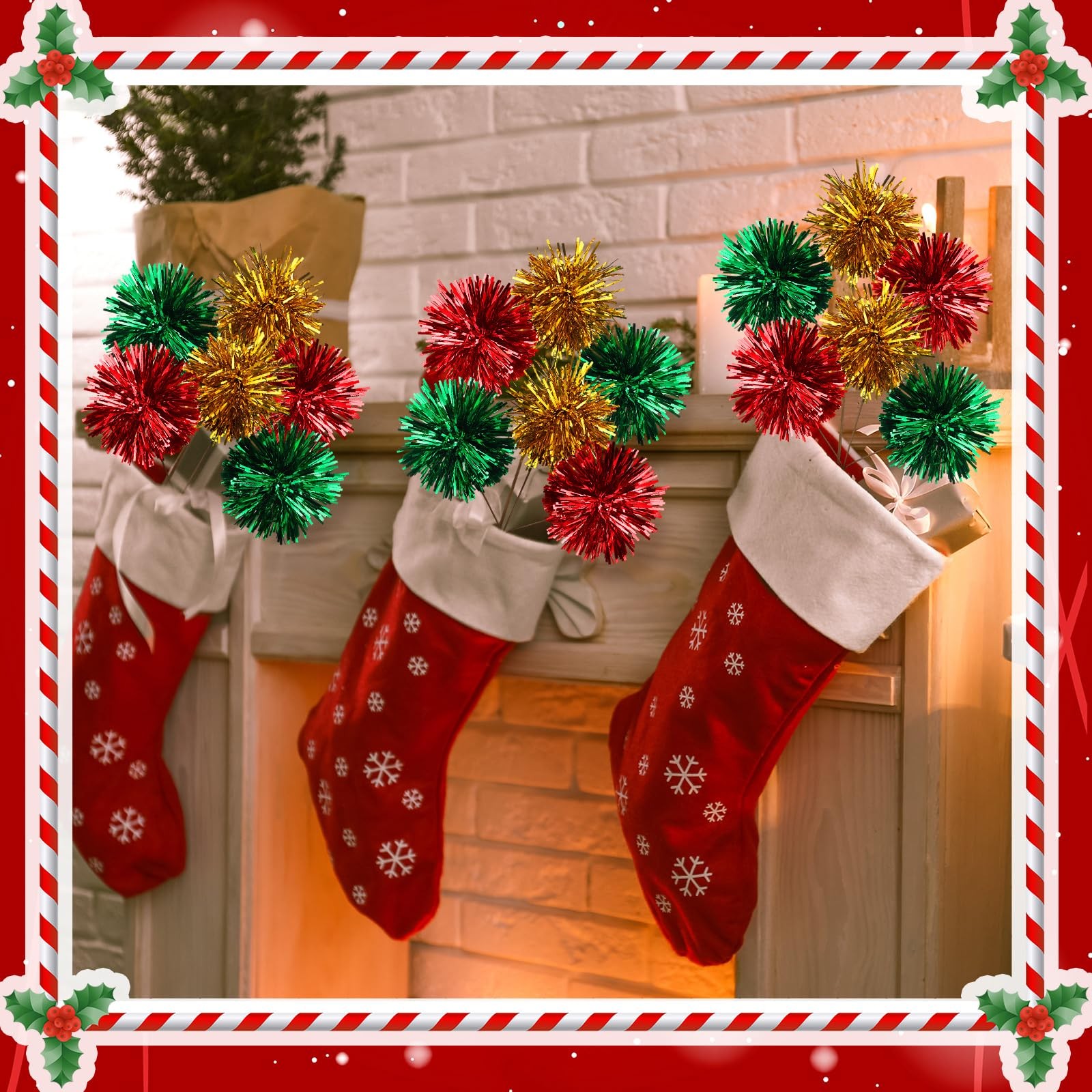 6 Pack 12 Inch Sparkly Christmas Picks and Sprays Christmas Tinsel Tree Picks…