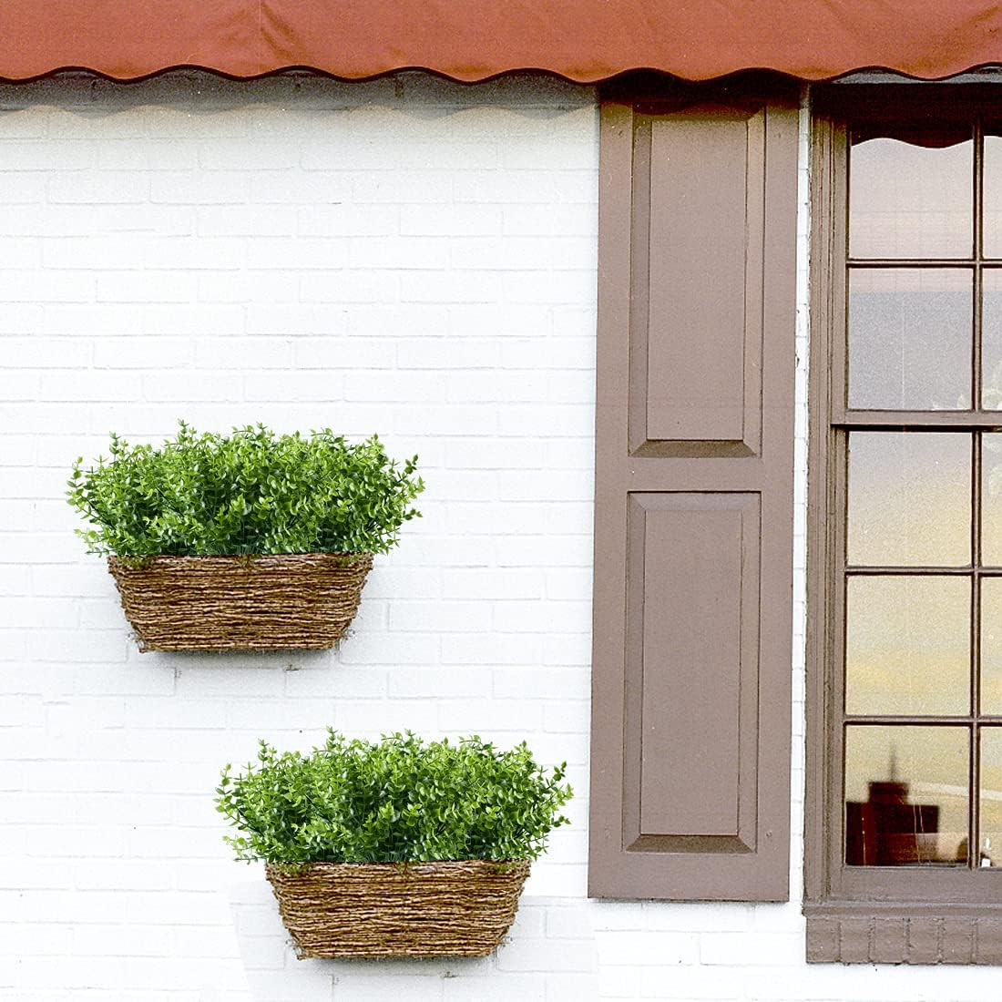 8PCS Artificial Eucalyptus Plants,Fake Boxwood Shrubs UV Resistant No Fade Faux
