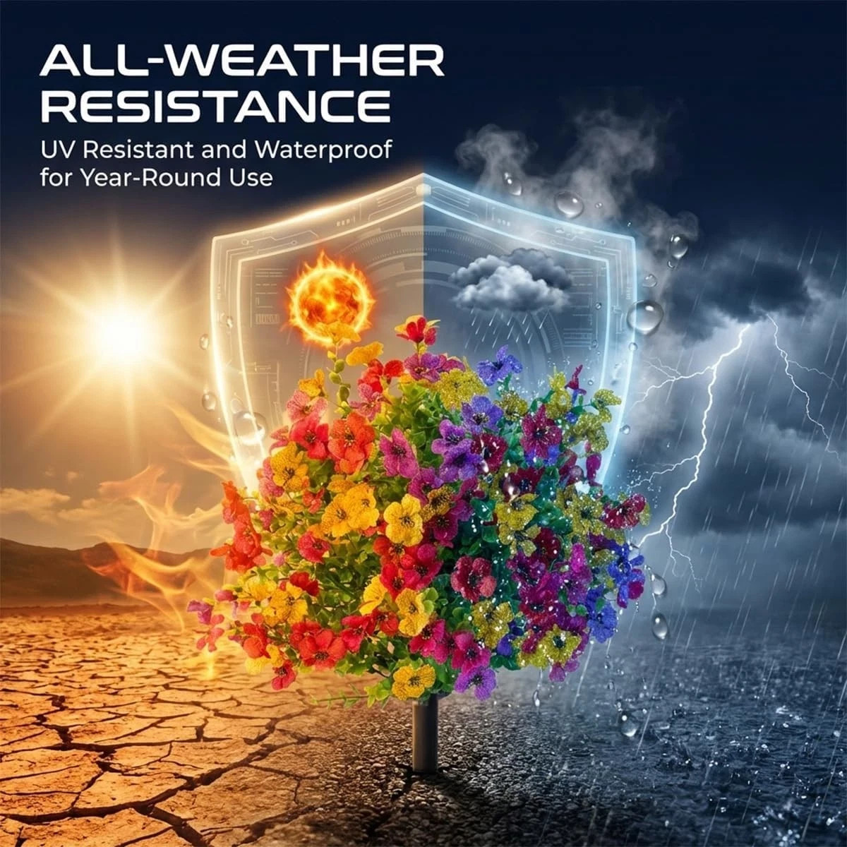 UV Resistant Artificial Flowers: 16″ Waterproof Outdoor Faux Plants for Garden