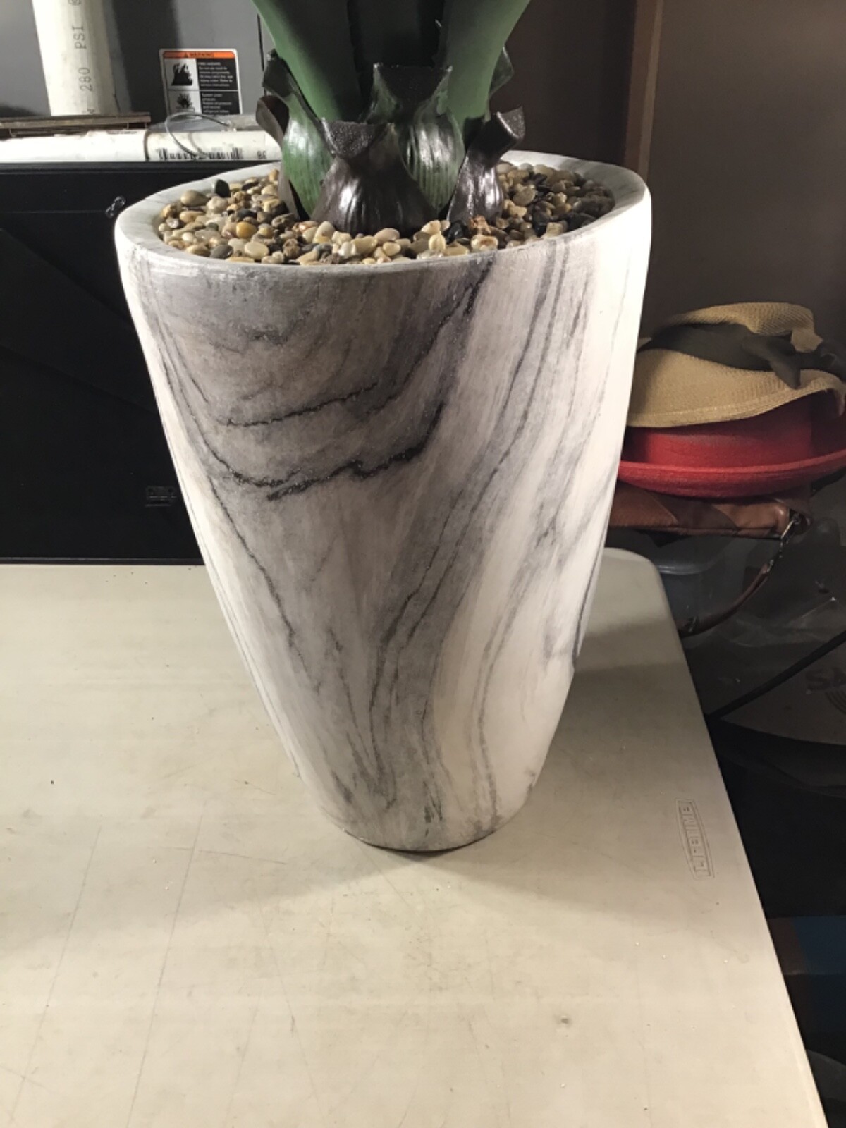 Agave with Marble Textured Planter 36” High