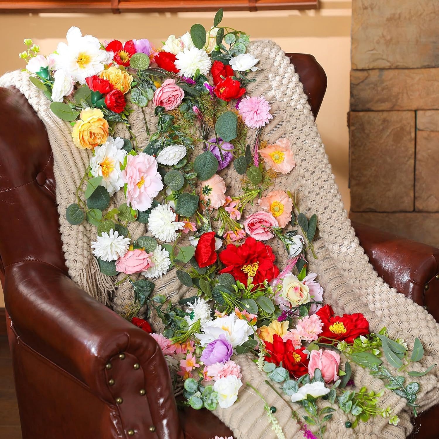 6 Pcs 39.4ft Artificial Wildflower Garlands, Faux Silk Flower Vines,2245