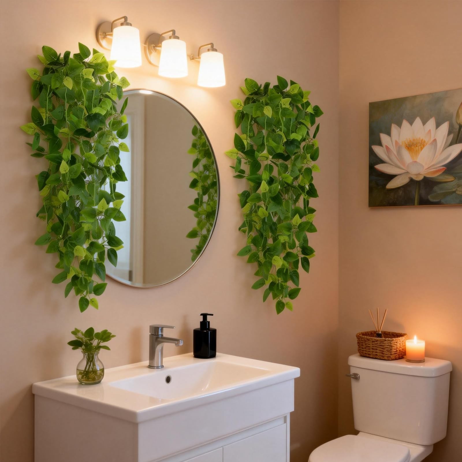 2pcs Fake Hanging Plants for Room Decor, 3.6ft Artificial Ivy Pothos Vine for…