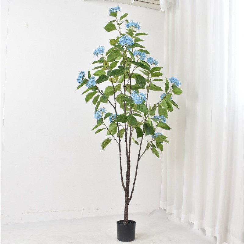 Hot selling imitation hydrangea tree potted living room mall hotel decoration