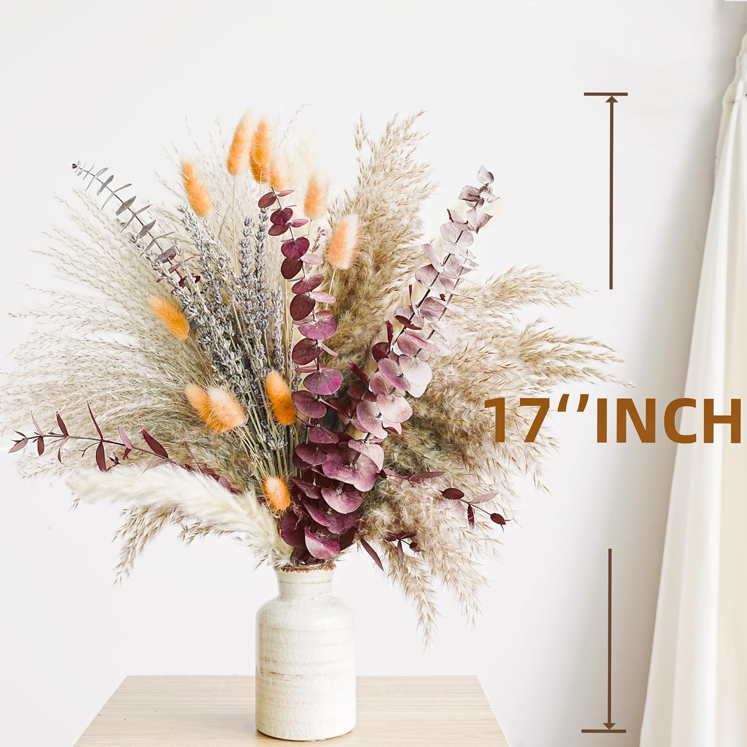 Boho Autumn Dried Flower Bouquet with Pampas, Bunny Tails & Eucalyptus