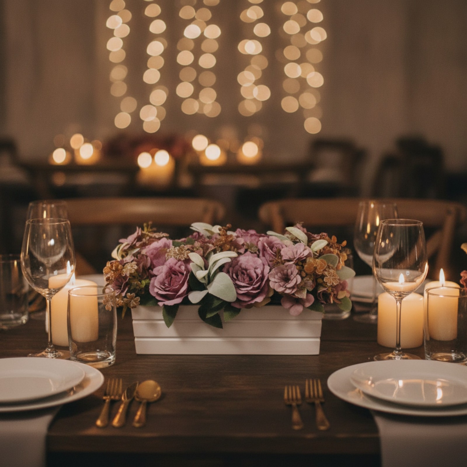 Flower Centerpiece with Wooden Planter Low-Height for Wedding Planners, Bride