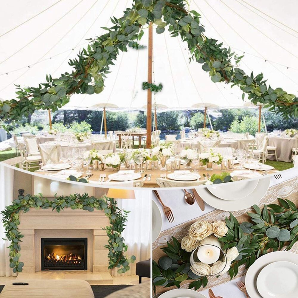 78in Faux Eucalyptus Garland Hanging Leaves Greenery Wall Wedding Decor
