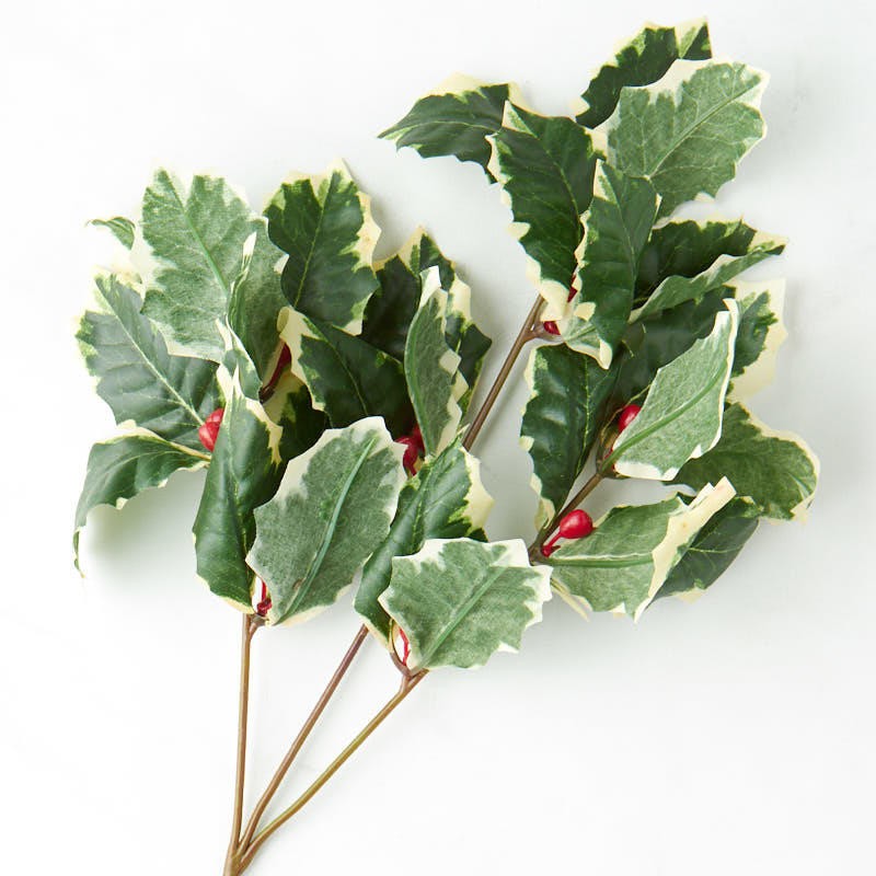 Bulk buy of 10 Variegated Artificial Holly Leaf Sprays