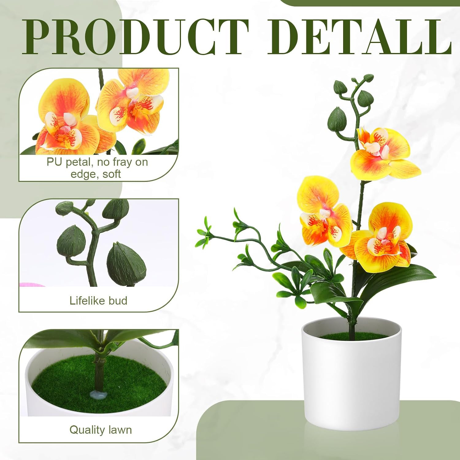 8 Pack Mini Potted Artificial Orchids for Home, Office & Wedding Decor