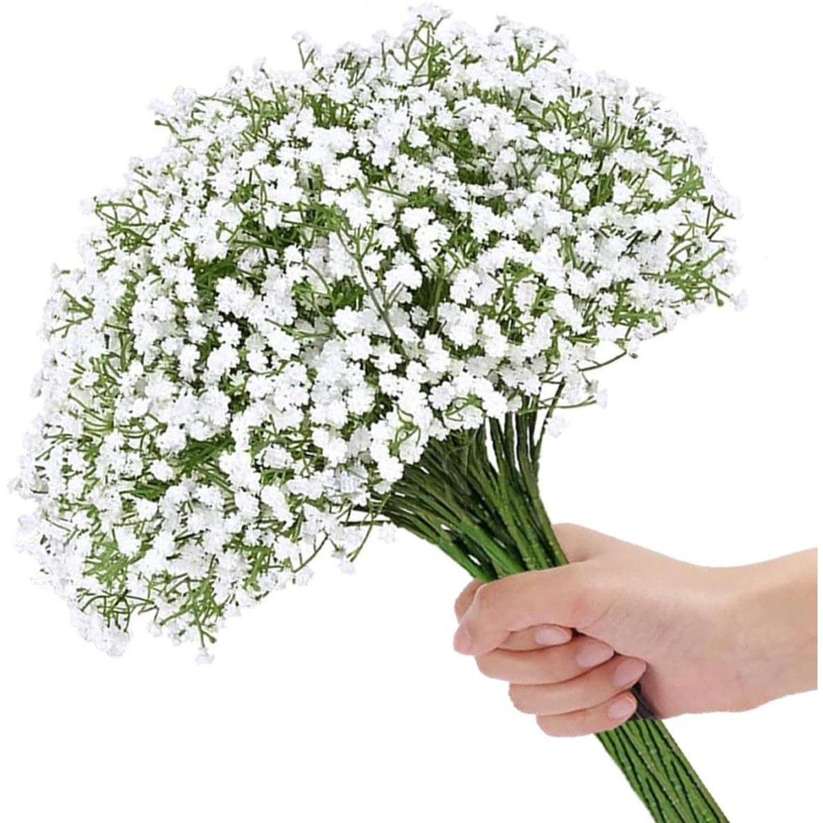 52PCS Baby Breath Artificial Flowers White Real Touch Gypsophila Bouquet Decor