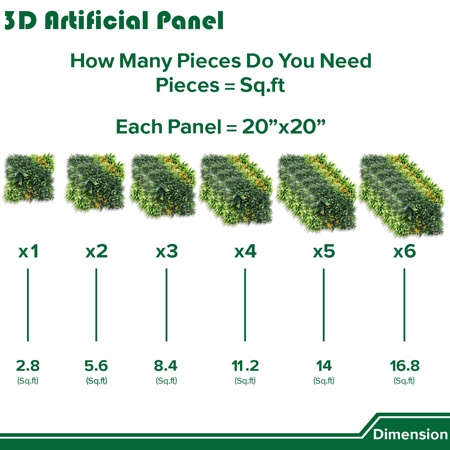 20″ Artificial Grass Mats 3D Mixed Plant Wall Hedge Decor For Home Festival #8