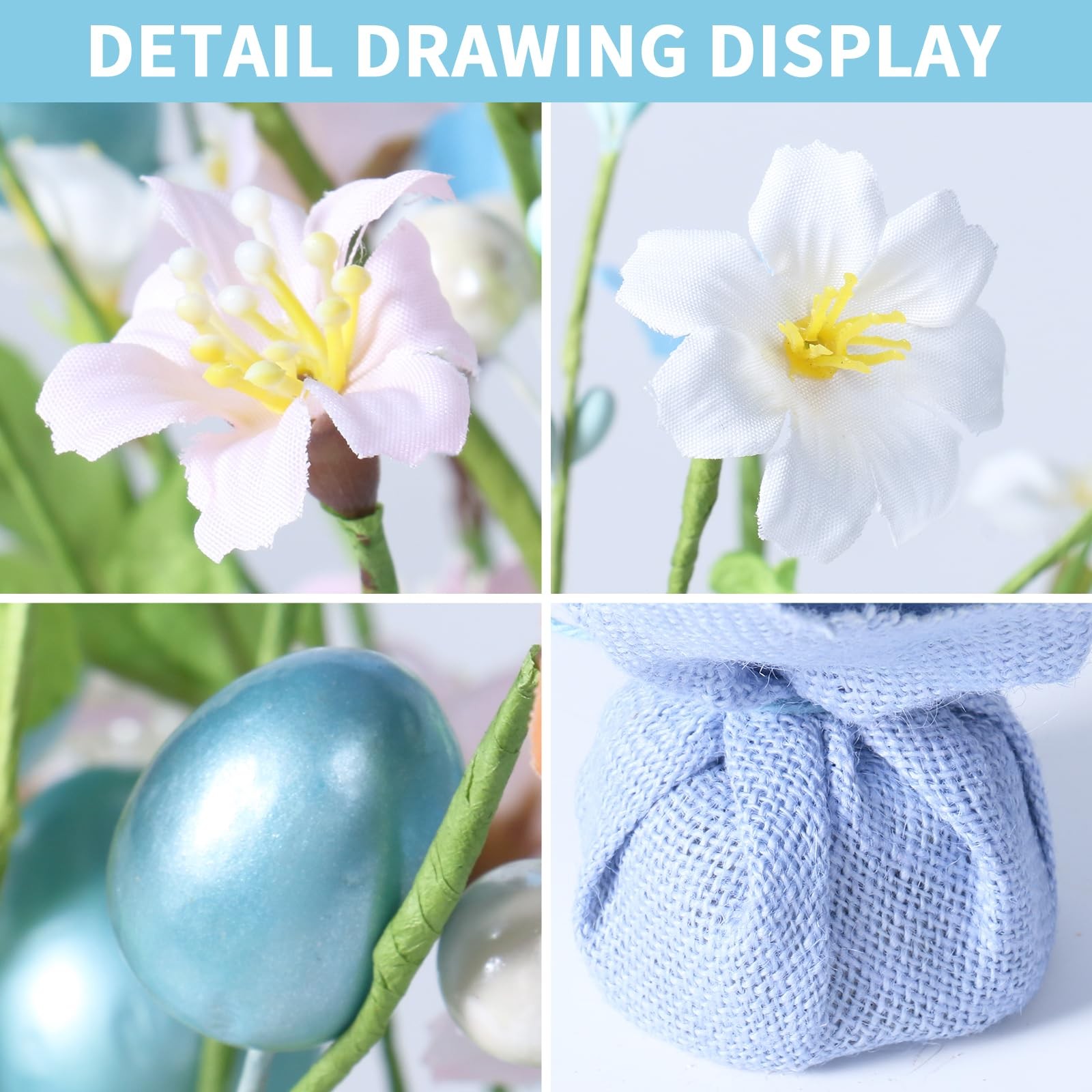 18 Inch Artificial Easter Blue Egg Flower Tree Tabletop Decorations Party