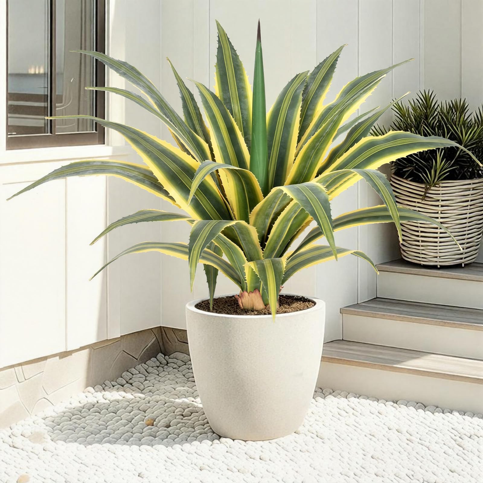 Best Artificial Agave Plants Outdoor, 32 Large UV Resistant Spiked Fake with 24