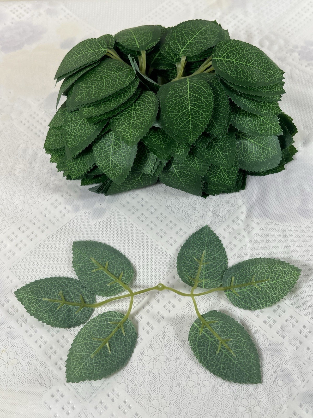 Artificial Green Leaves 50 Pc Bulk Faux Silk Greenery Fake Rose Flower Leaves…