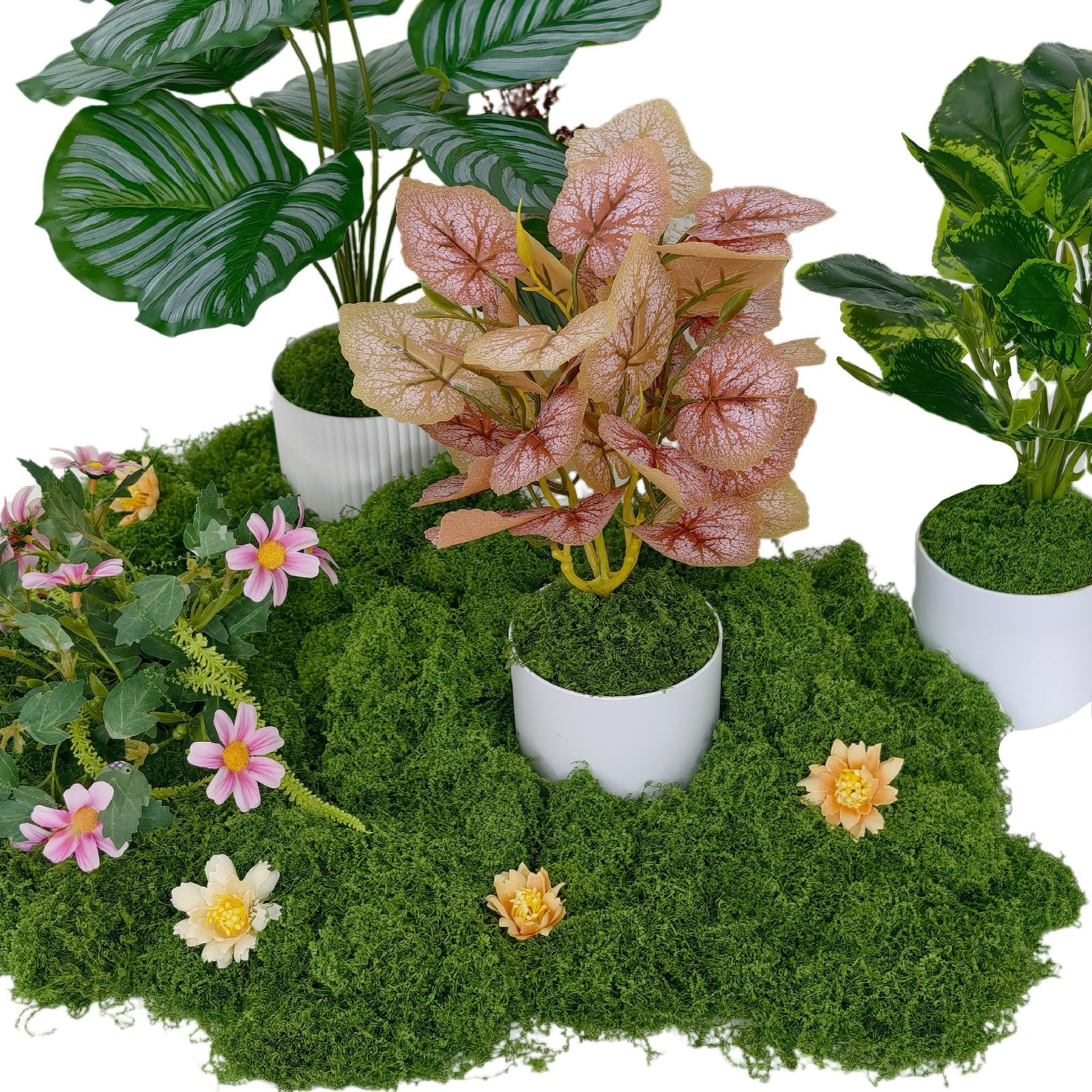 SoffMoiis 5.3oz Dark Green Artificial Moss – Faux Moss for Potted Plants, Fak…