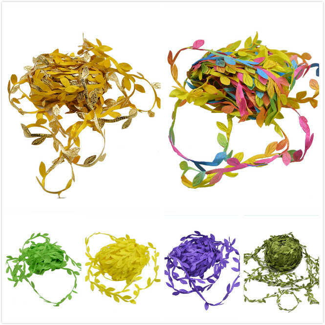10 Meter Silk Leaf Shaped Handmake Artificial Green Leaves For Home Decorations