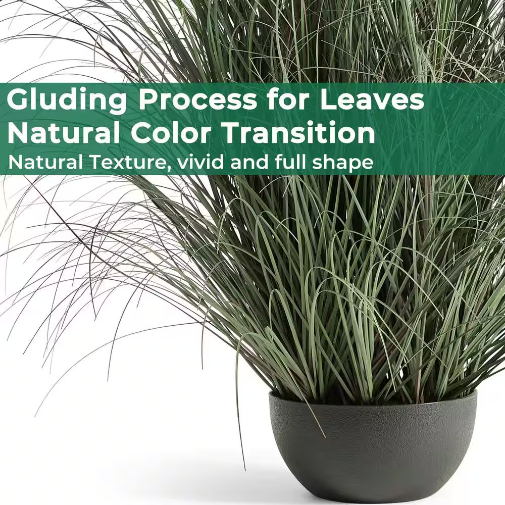 Onion Grass 4 In. Green Artificial Plant Reed Grass Indoor Outdoor Decor Faux Po