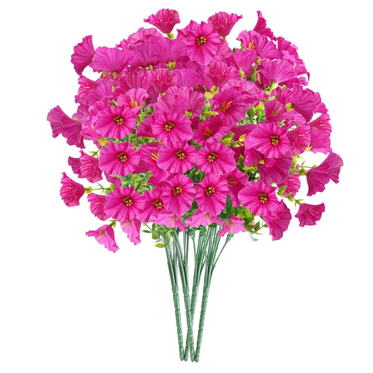 2/4/6/10 Artificial Petunias Flowers Fake UV Resistant Bundles Garden Home Decor