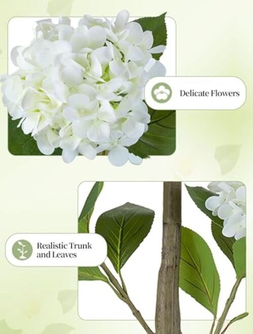 Fake Tree: 2pc 39 Inch Artificial Silk Plants for Home 3.3ft White Hydrangea