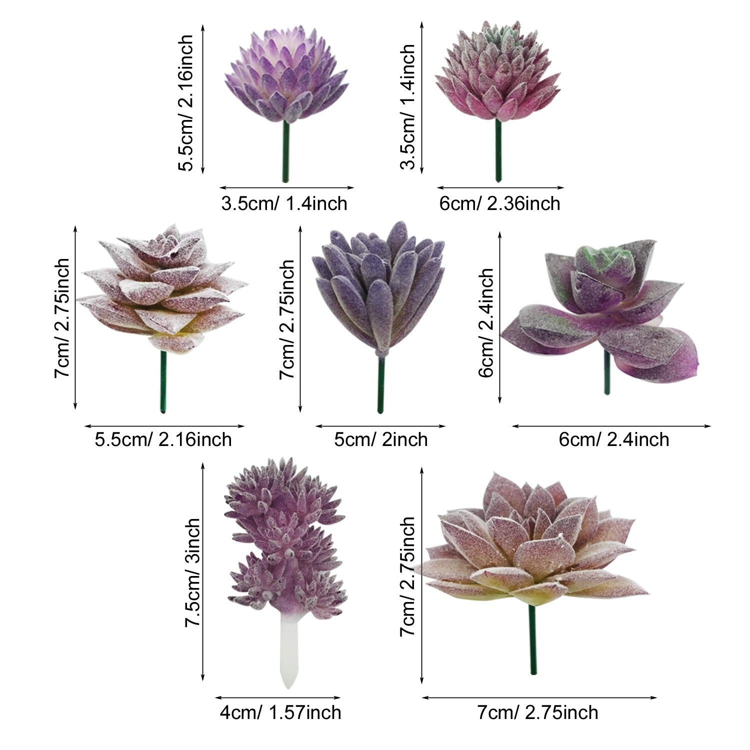 15 PCS Artificial Succulent Plants, Purple Fake Succulent, Unpotted Faux Succ…