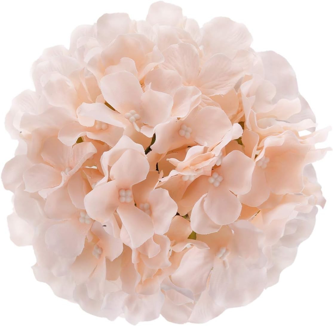 Silk Hydrangea Heads Artificial Flowers Heads with Stems for Home Wedding Dec…