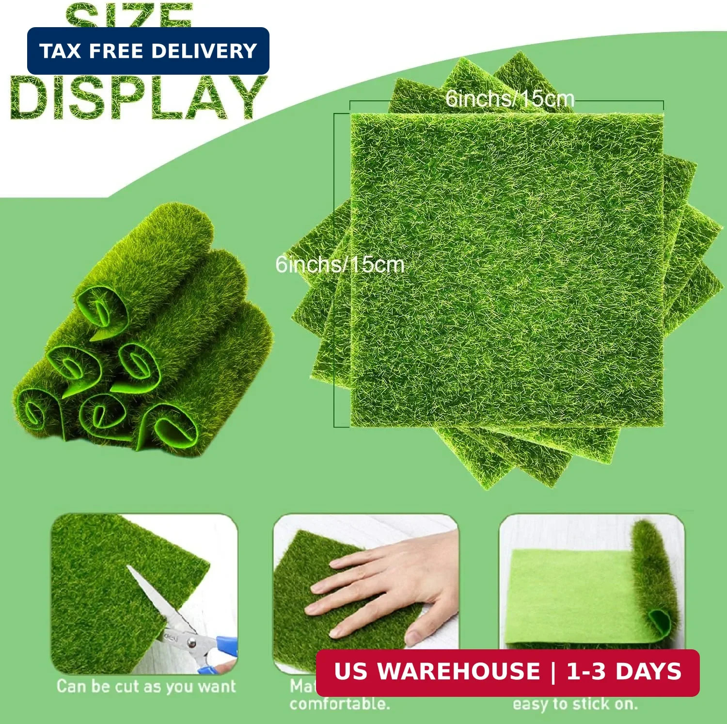Mudder 10 Pcs Fake Grass for Crafts 6 x 6 Inches Artificial Grass Fairy Garden T