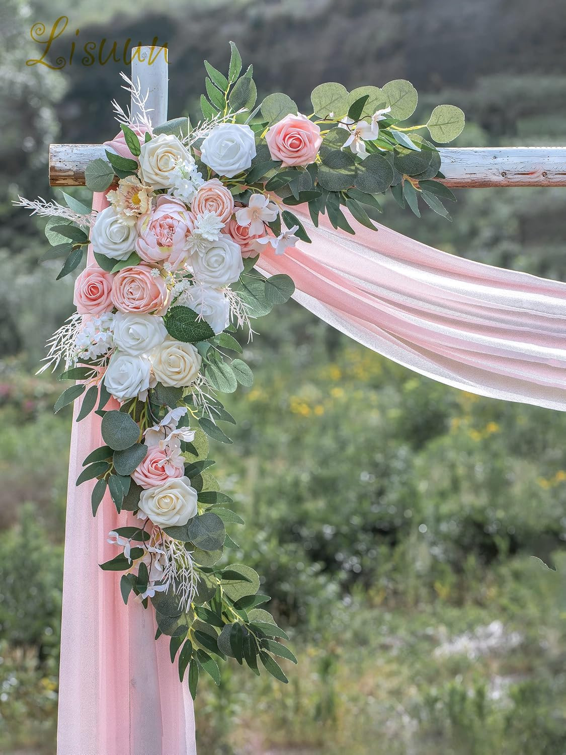 Wedding Arch Flowers, Artificial Flowers for Decoration, 2Pcs Flower Swag and 1