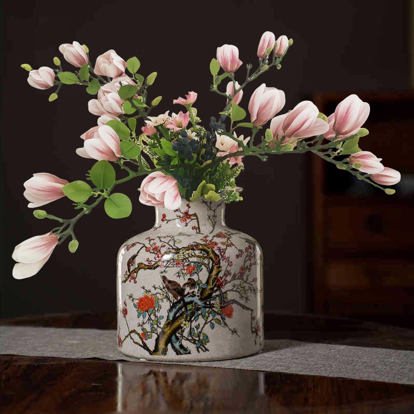 Magnolia Flowers Artificial Branches with Realistic Buds & Leaves