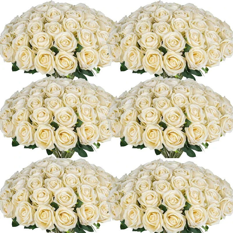100pcs Artificial Silk Roses Fake Flowers Wedding Party Home Table Decor