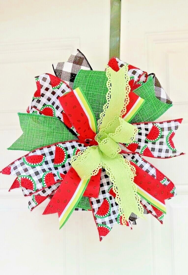 WATERMELON BOW, CRAFT BOW, SUMMER BOW FOR WREATH, BOW FOR CRAFTS, LANTERN BOW