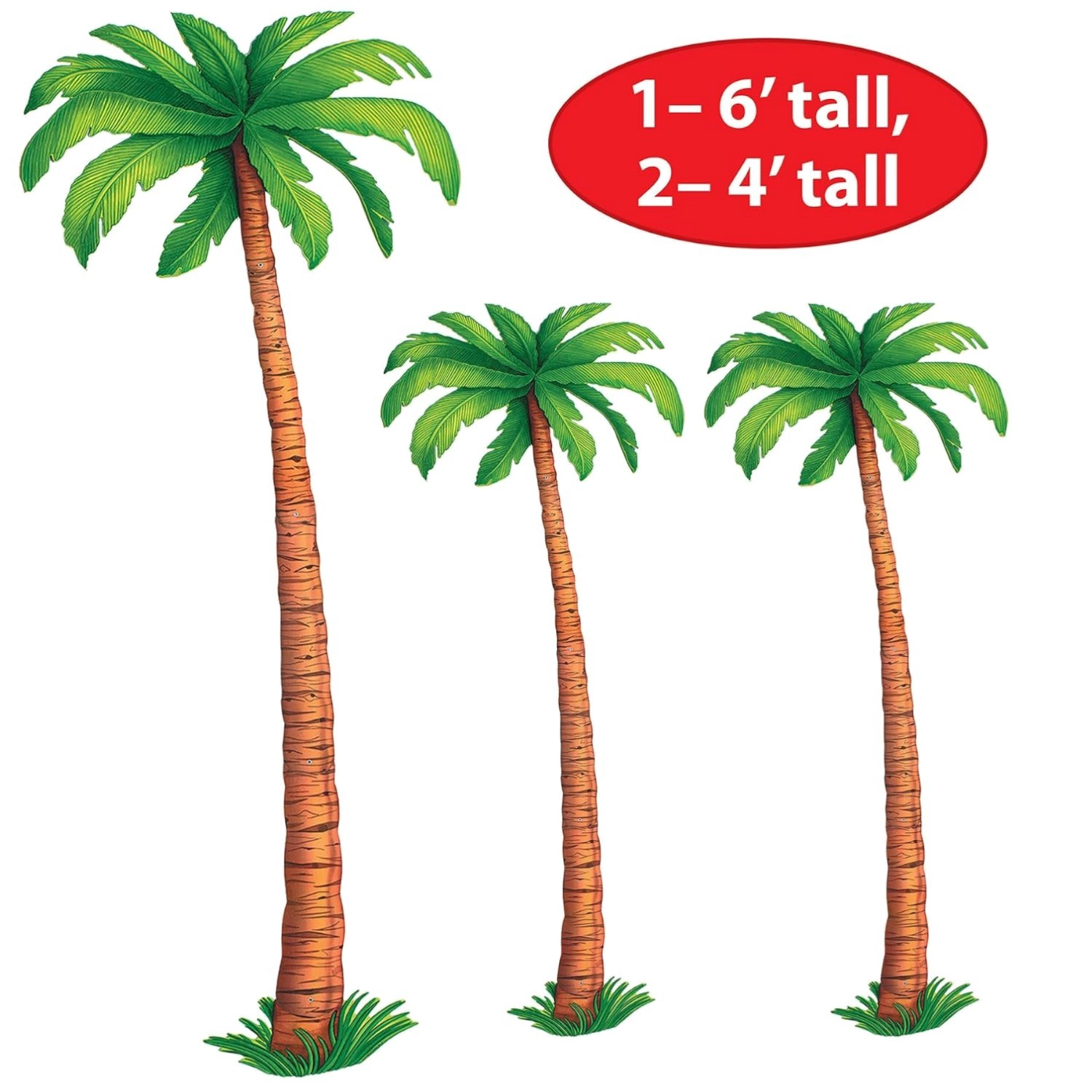 Tropical Palm Tree Cutouts – Luau Wall Decor, 3-Pack