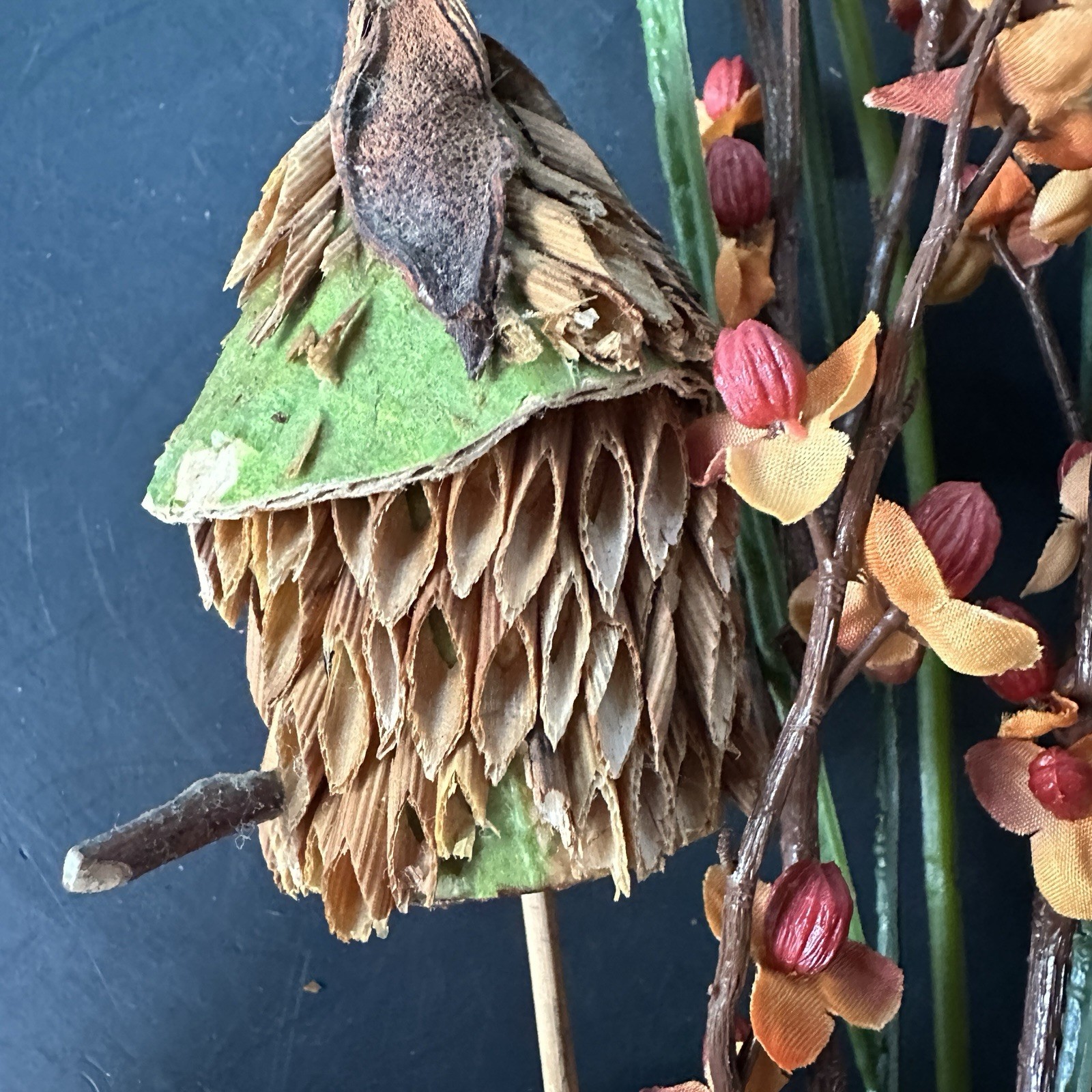 Vintage Birdhouse Floral Picks Rustic Farmhouse Cottagecore Woodland Fall Decor