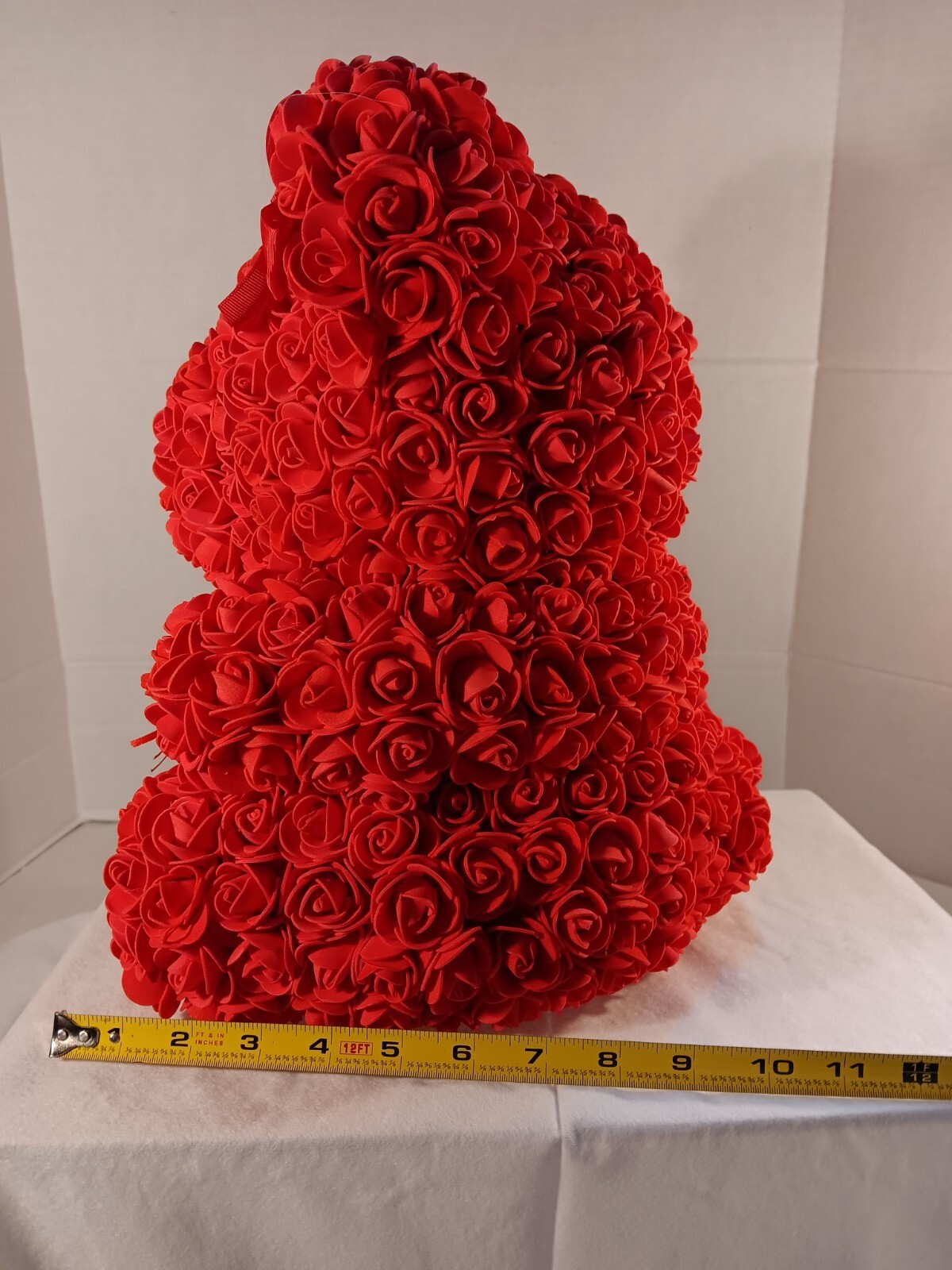 Red Rose Teddy Bear with White Heart – 13″ Artificial Foam Flower Gift – Romanti