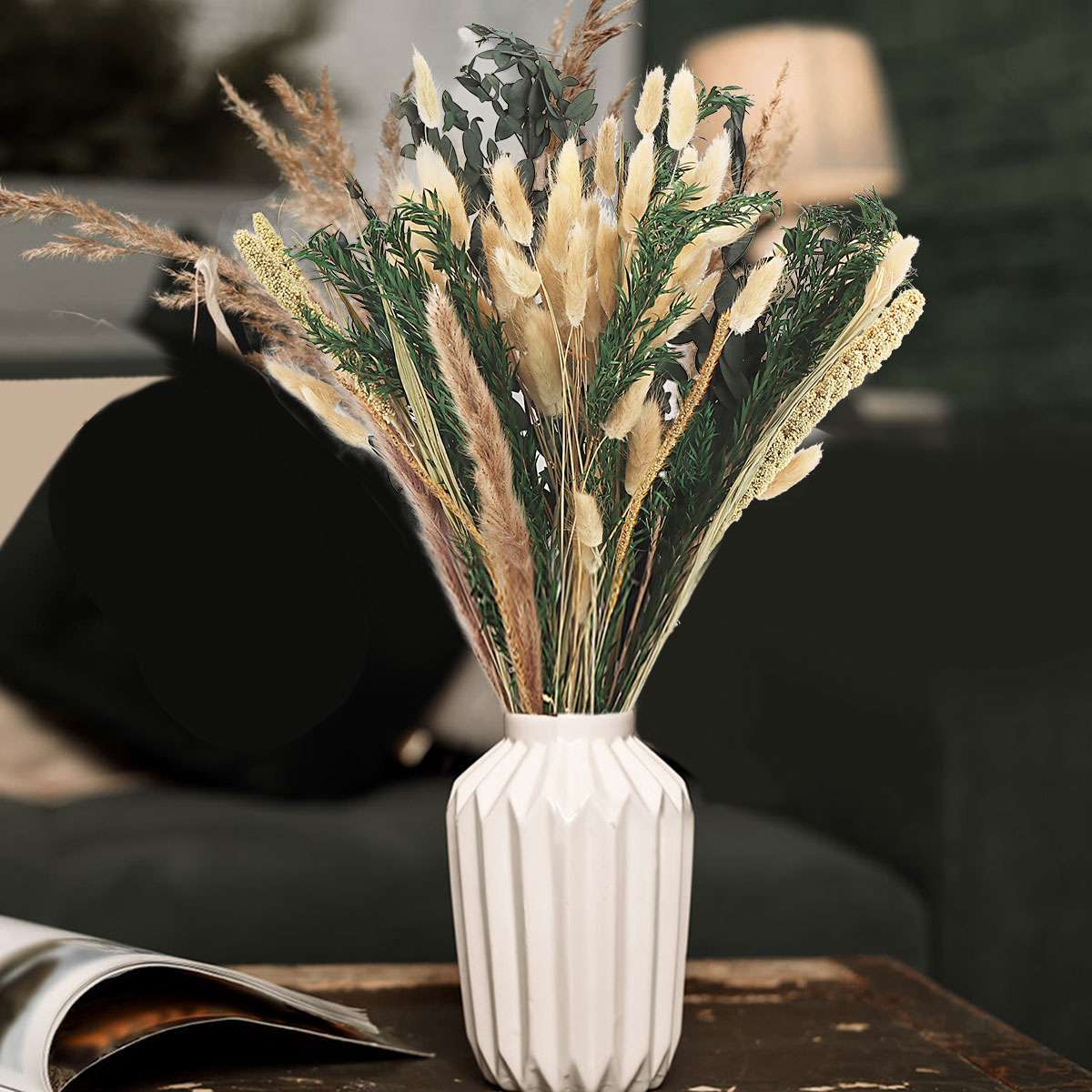 85 PCS Pampas Grass Natural Dried Reed Flower Bunch Bouquets Home Wedding Decor