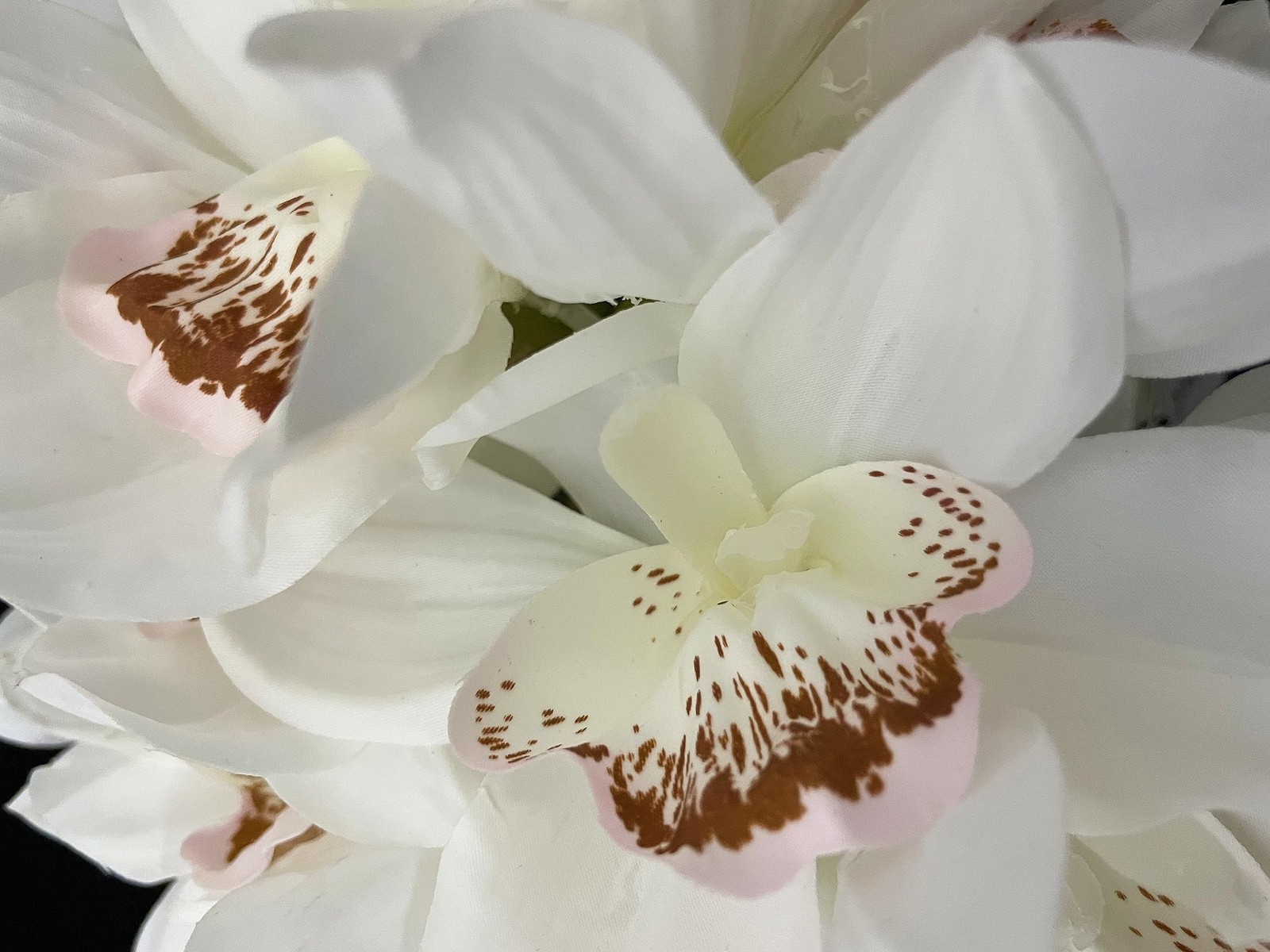 White Latex Real Touch Cymbidium Orchid Artificial Flower Bouquet 12 PCS