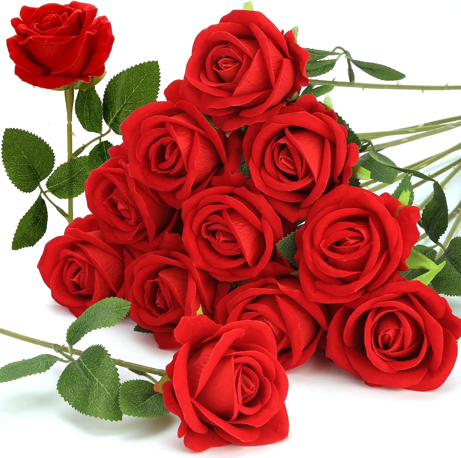 20Pcs Artificial Red Roses Silk Lifelike Flowers Wedding Bouquet Roamtic Gift US