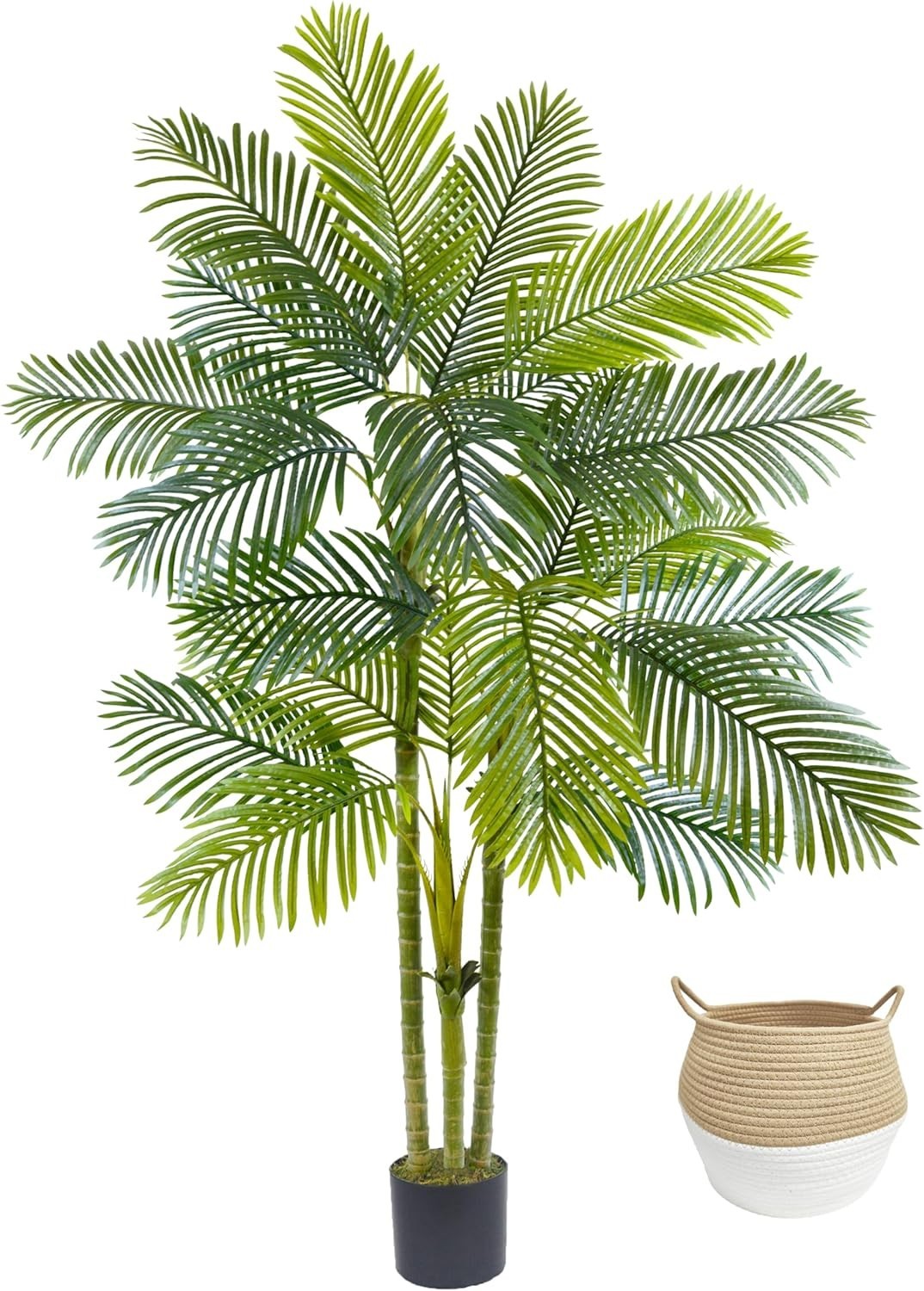Artificial Palm Tree, 7ft Fake Areca Palm Plant with Basket, Large Faux Phoen…