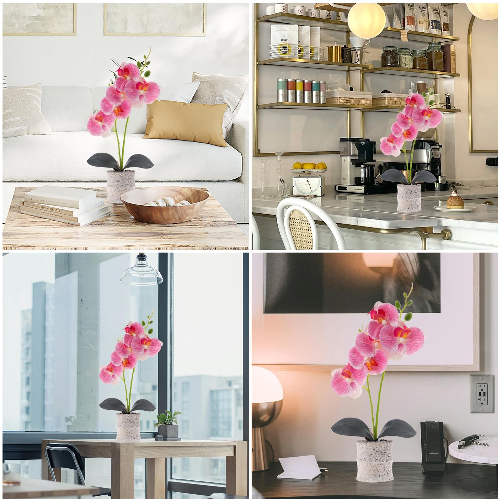 16.5 Inch Pink Fake Orchids Flowers in Pot Artificial Orchid Flowers Potted P…