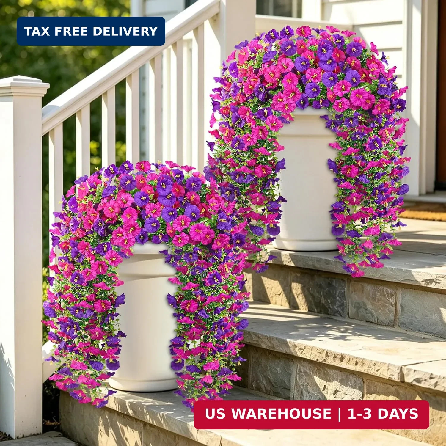Artificial Flowers for Outdoors, 6-Pack 420 Blooms UV Resistant Hanging Morning