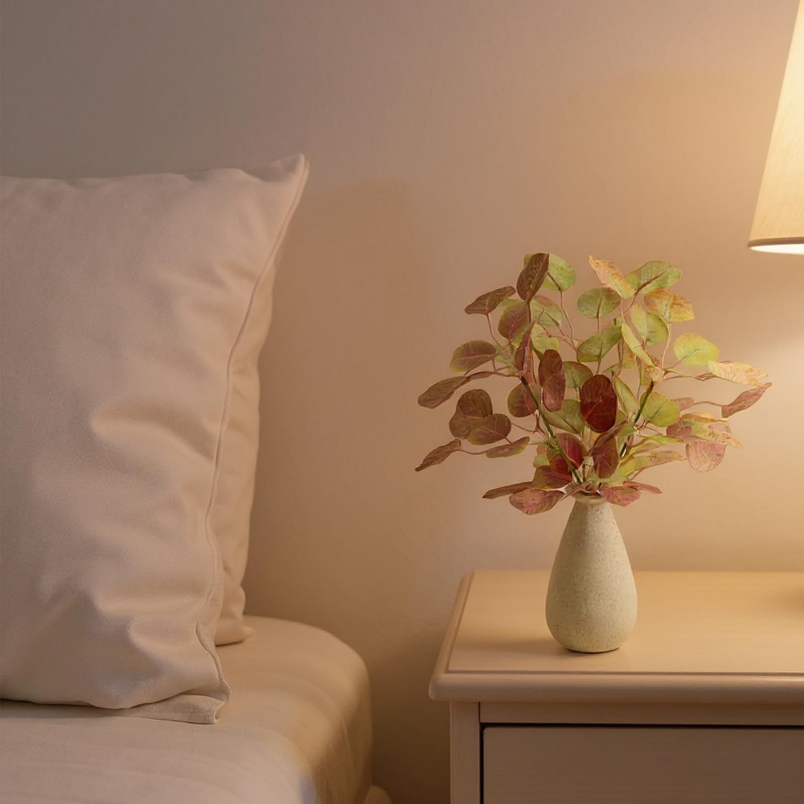 12″ Small Fake Eucalyptus Greenery Fake Plant with Ceramic Vase