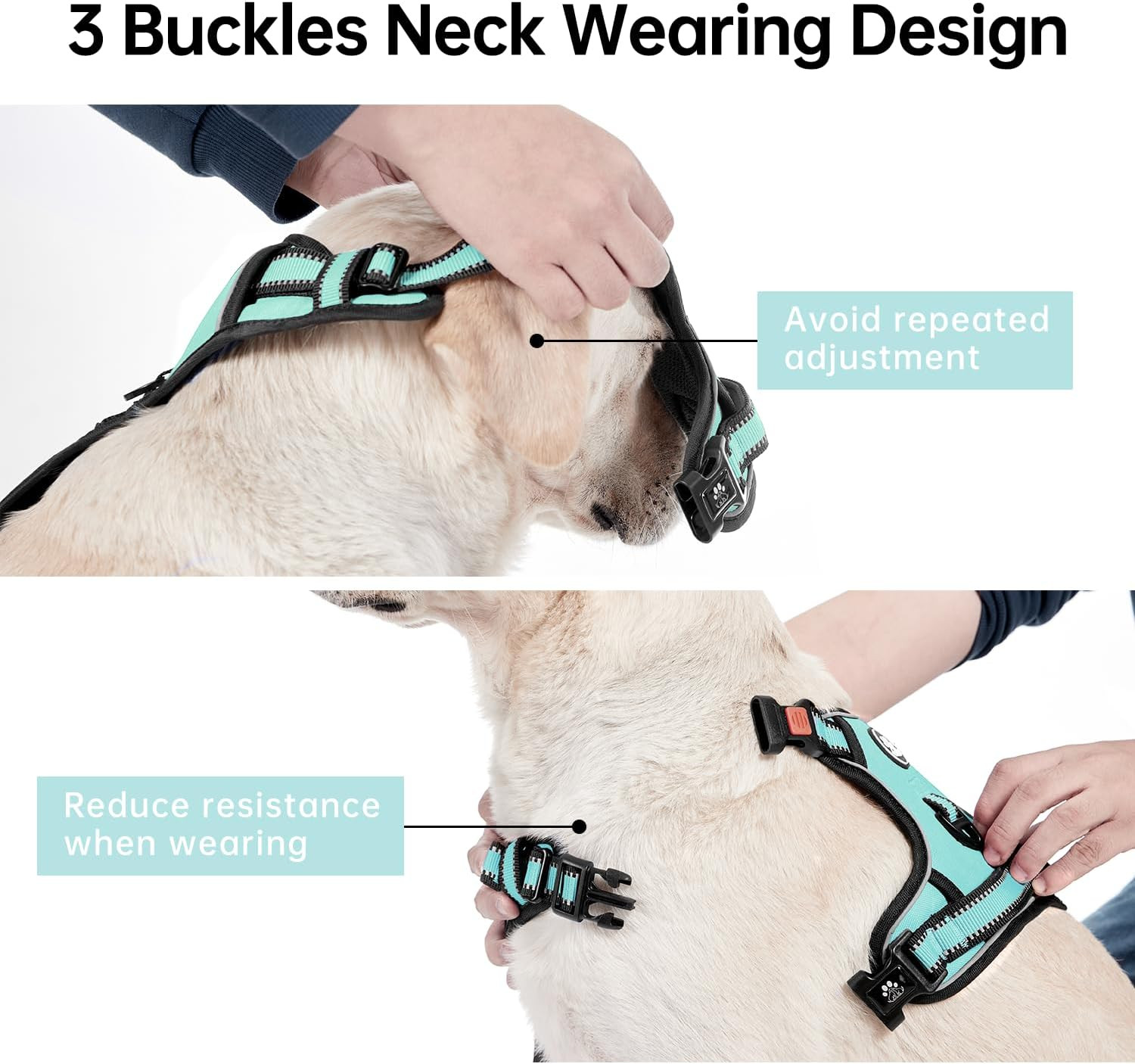 No Pull Dog Harness with Leash Set, Reflective No Choke Pet Vest,Adjustable Oxfo