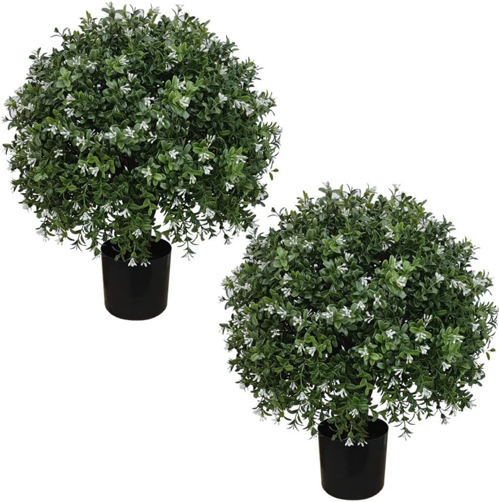 ALL SEASON GREEN Boxwood Ball Shaped Artificial Topiary Potted Plant Outdoor Set
