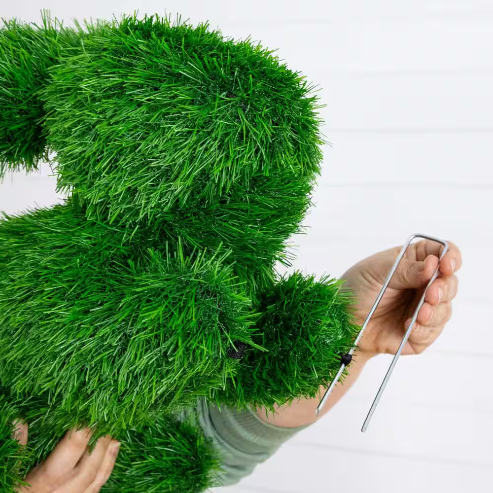 14In. UV Resistant Artificial Grass Garden Plush Topiary Bunny Rabbit (Indoor/Ou
