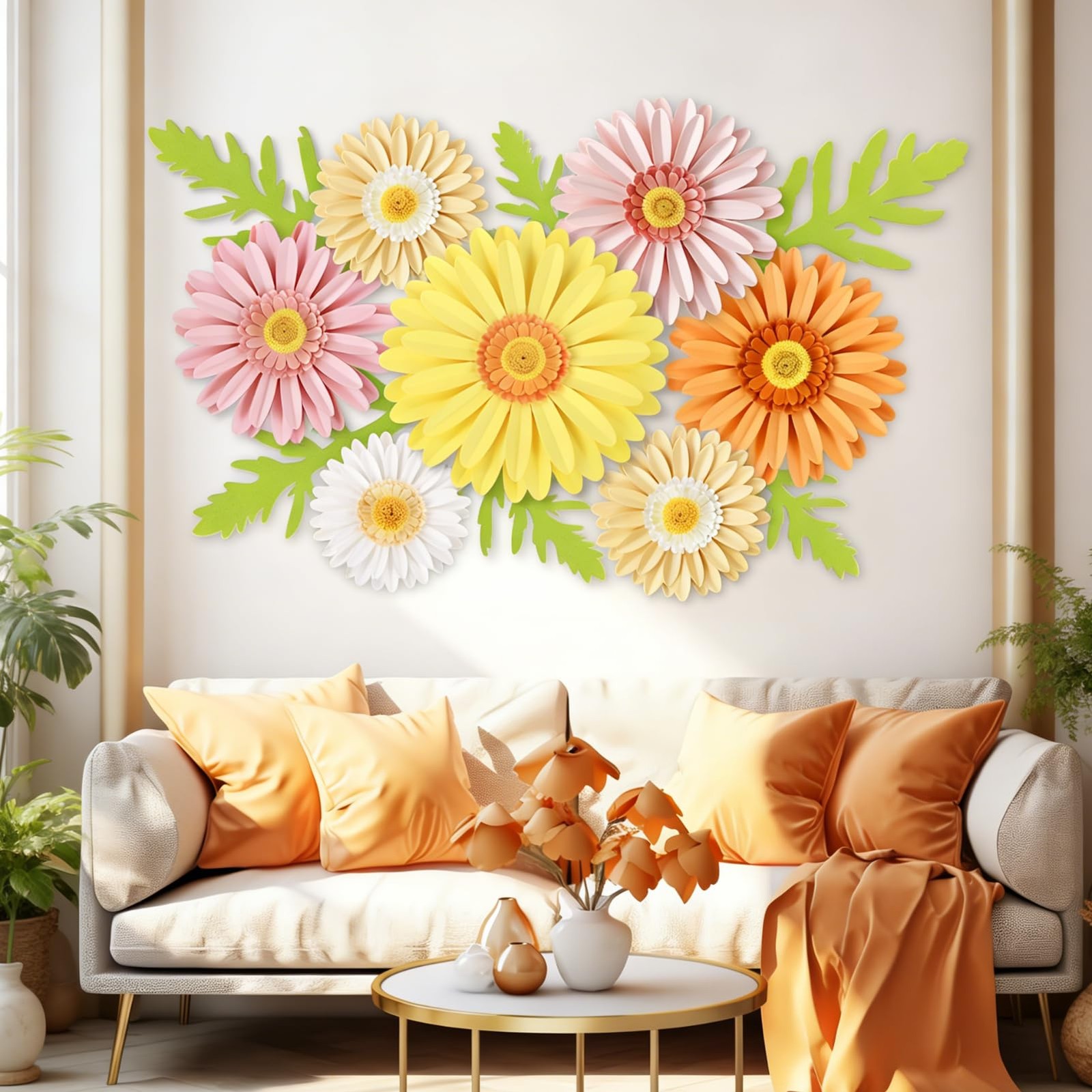 Flowers Decorations for Wall 3D Giant Daisy Artificial Flowers Bulletin Board…