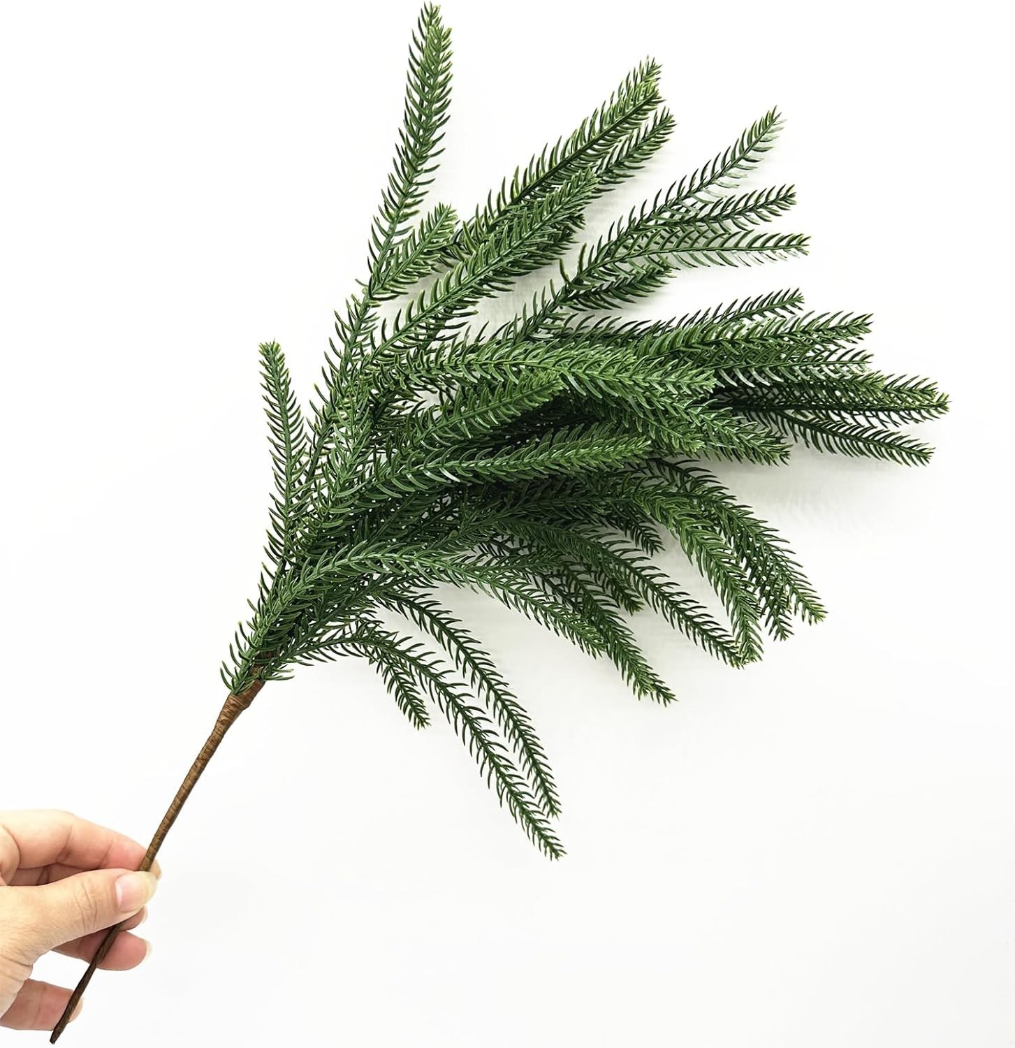 Lifelike Norfolk Pine Stems – 4-Pack 18 Inch Faux Greenery for Home Decor